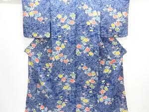 万寿菊に草花模様小紋着物